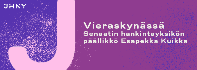 Violettipohjainen kuva, jolla tekstiä "vieraskynä".